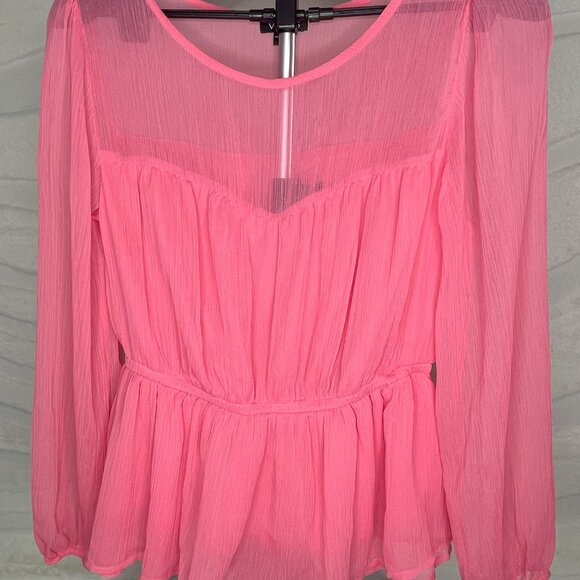 Venus Sheer Blouse Pink Chiffon Romantic Medium - Picture 2 of 8
